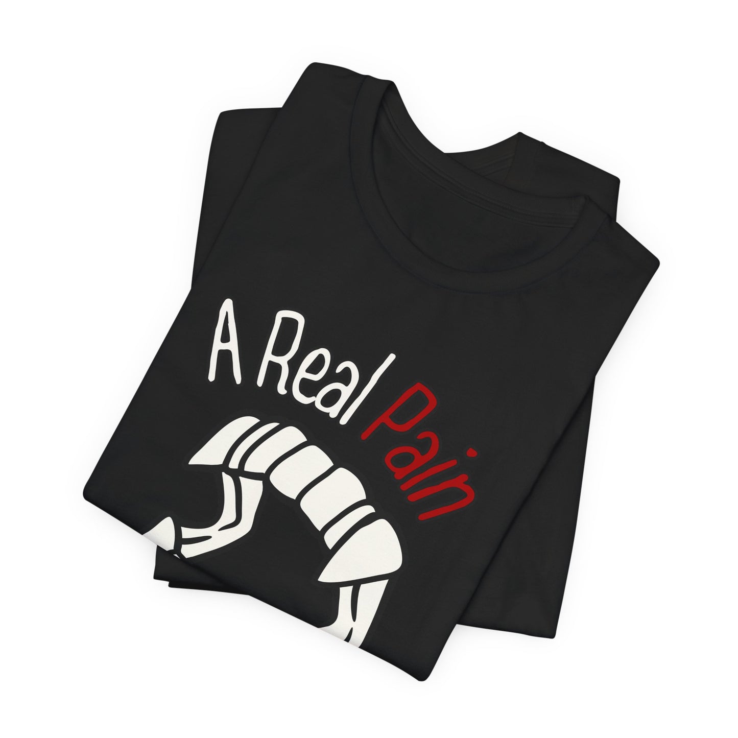 "A Real Pain in the Neck" Tee | Witty Halloween Vampire Teeth Graphic T-Shirt