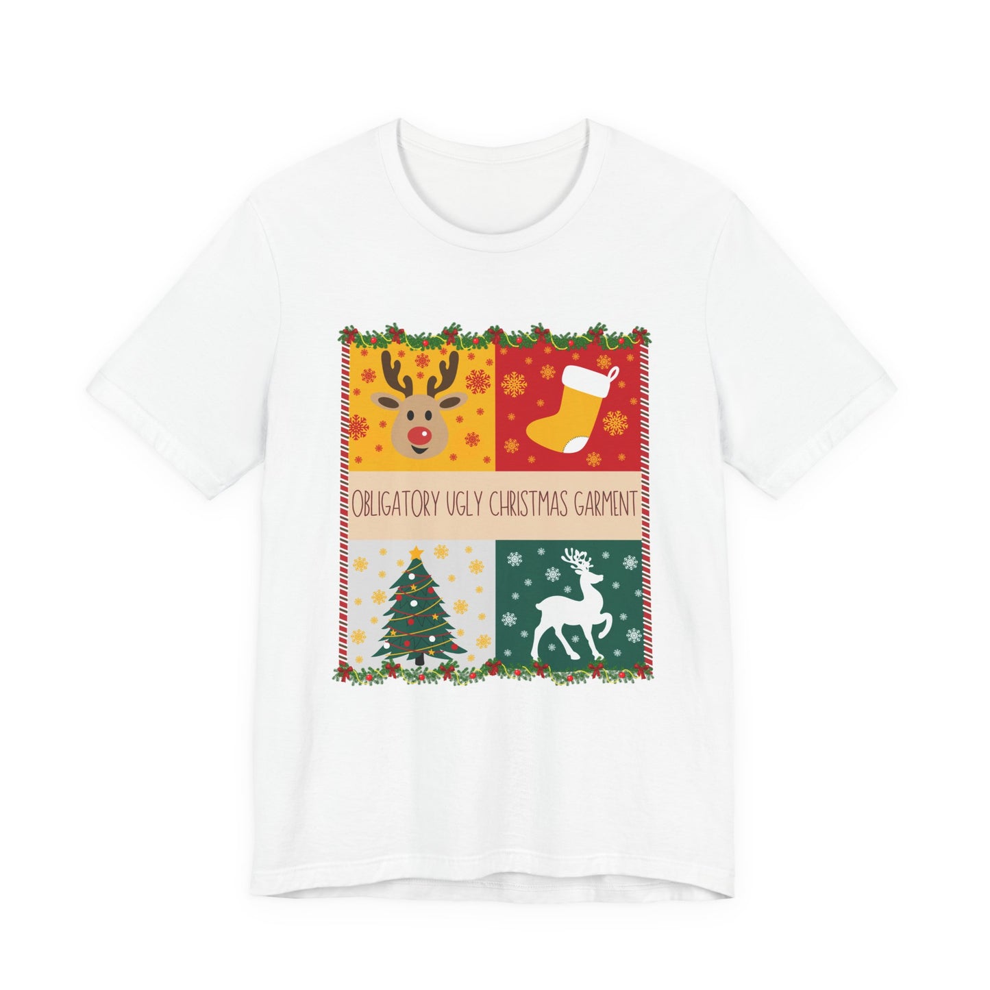 Obligatory Ugly Christmas Garment Tee | Ugly Holiday Graphic T-Shirt