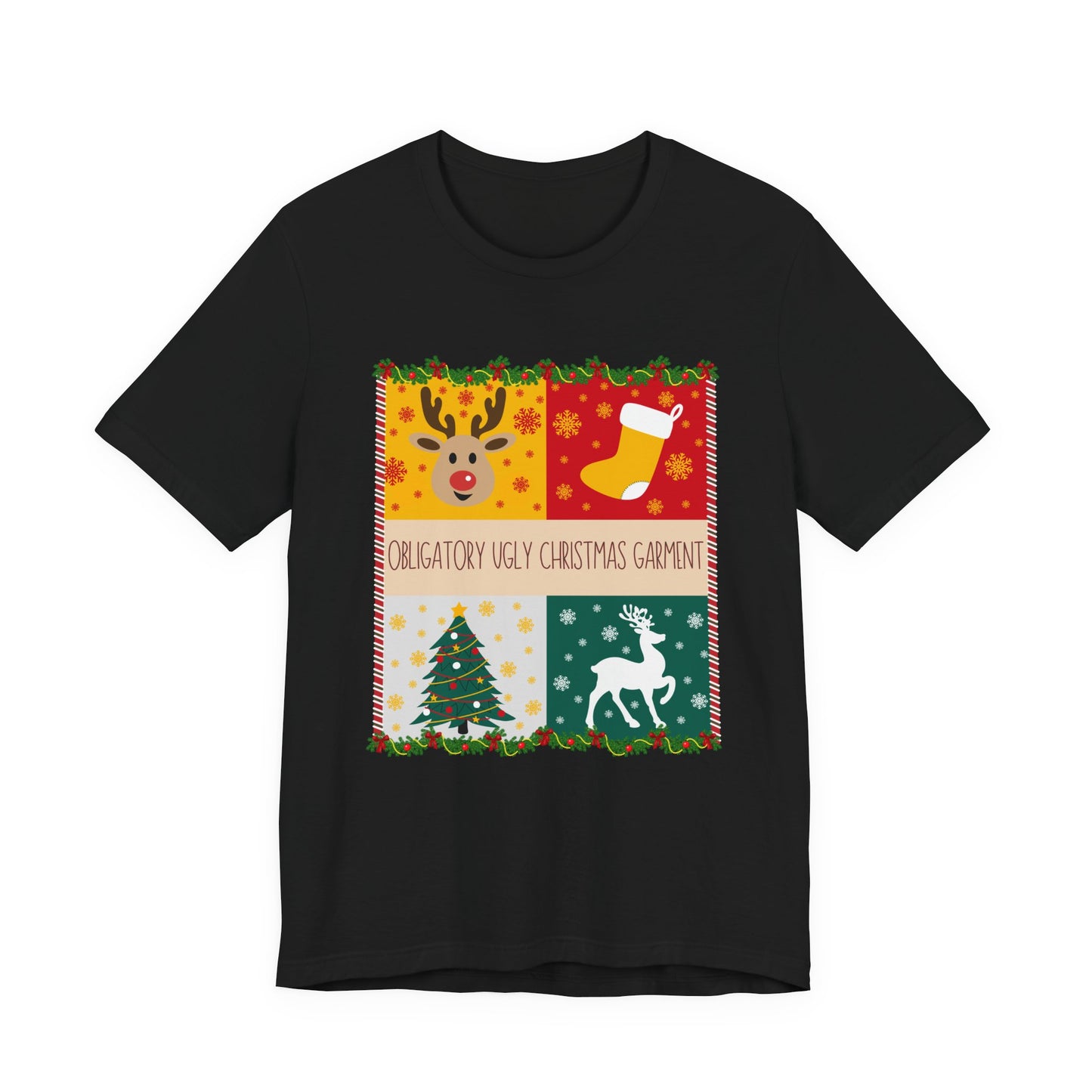 Obligatory Ugly Christmas Garment Tee | Ugly Holiday Graphic T-Shirt