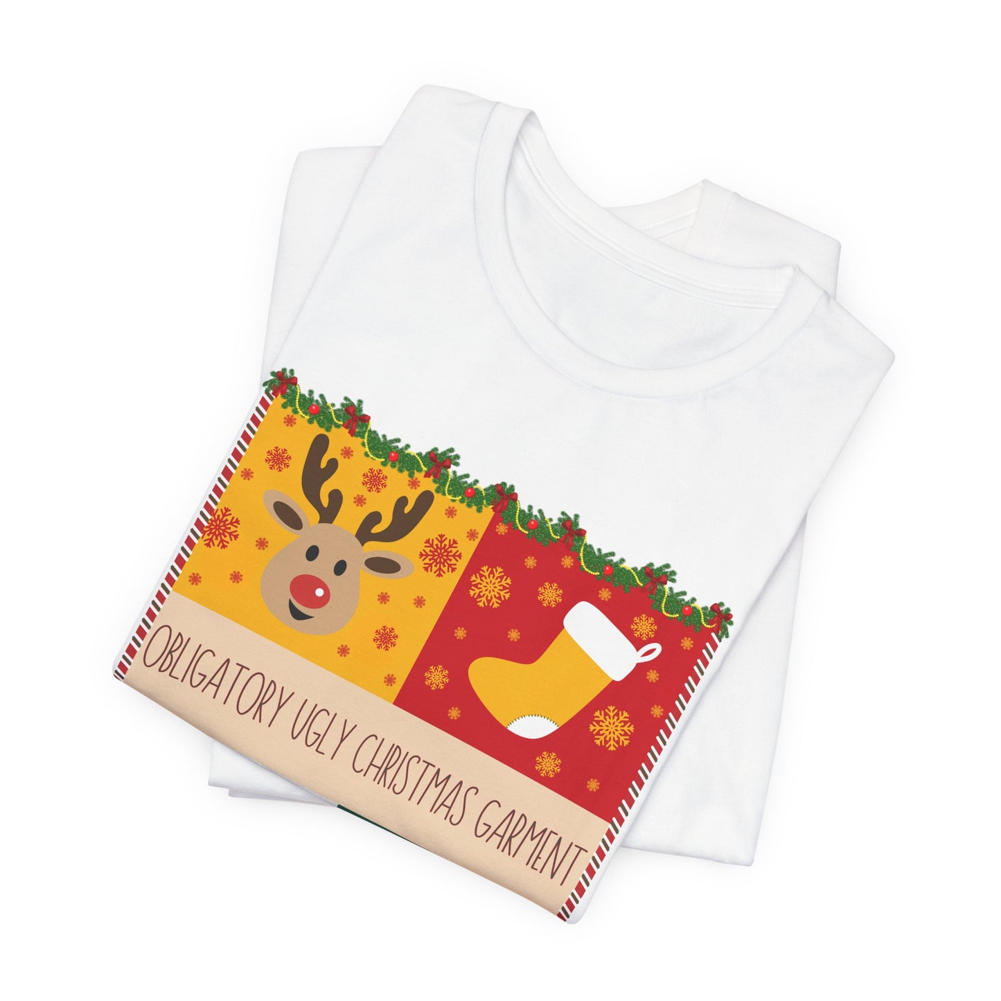 Obligatory Ugly Christmas Garment Tee | Ugly Holiday Graphic T-Shirt
