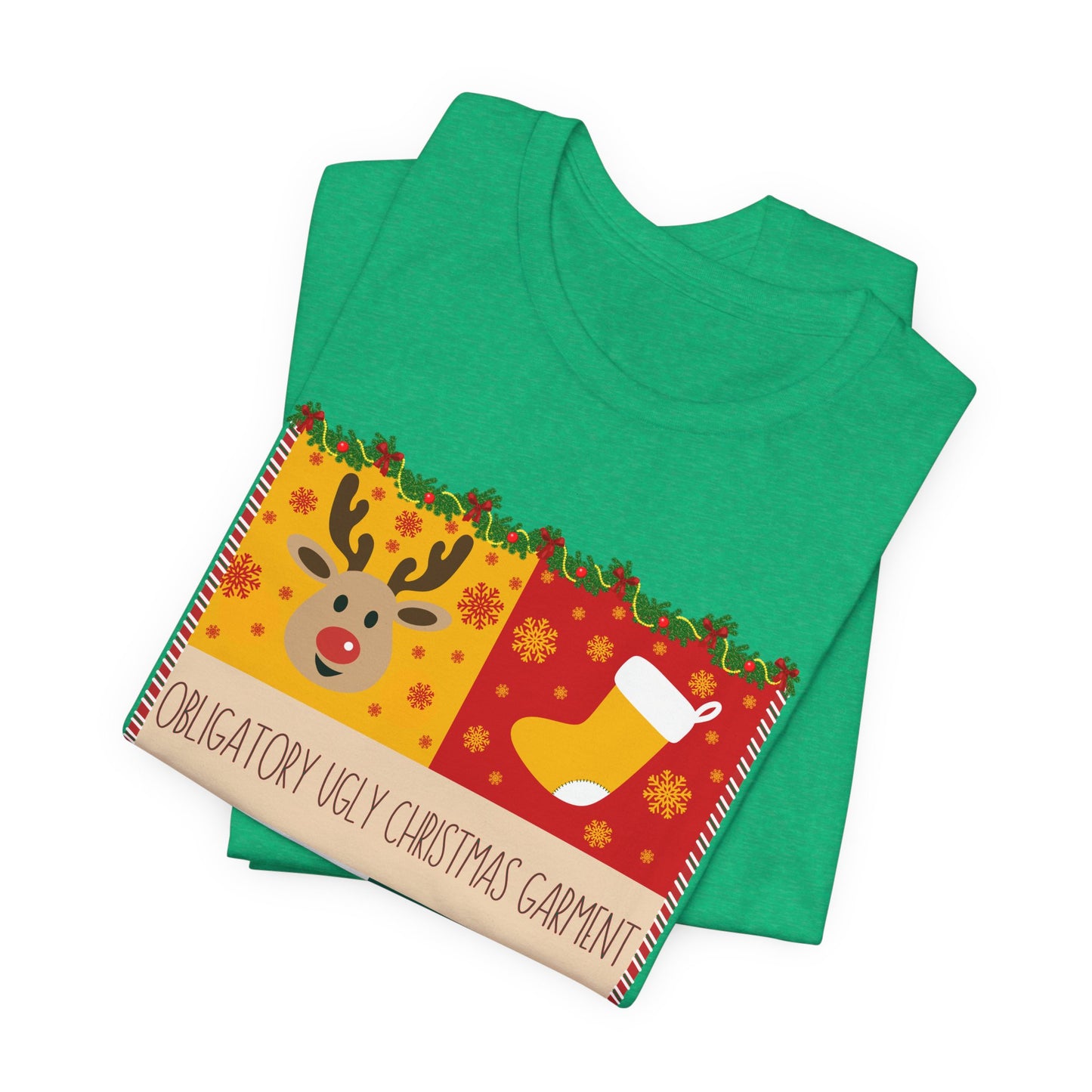 Obligatory Ugly Christmas Garment Tee | Ugly Holiday Graphic T-Shirt