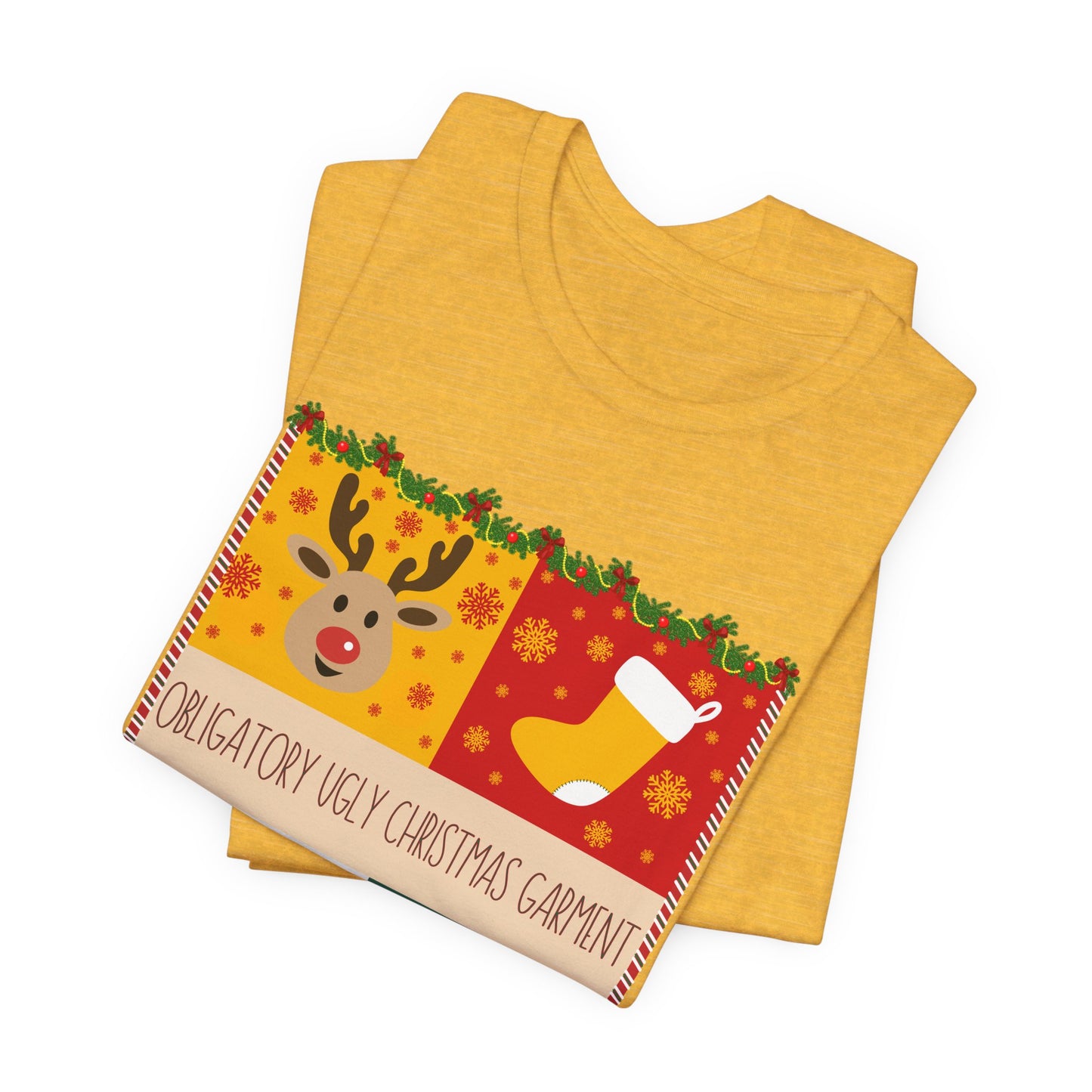 Obligatory Ugly Christmas Garment Tee | Ugly Holiday Graphic T-Shirt