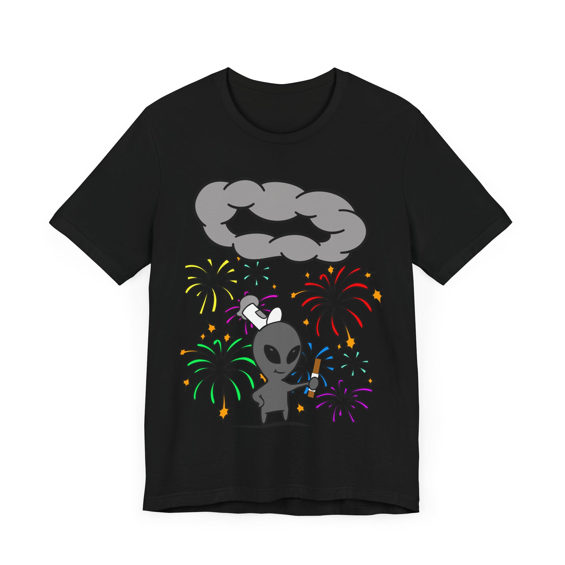 Alien Tourist T-Shirt in Black, Front View - Cryptid Collection