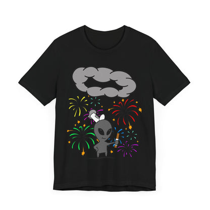 Alien Tourist T-Shirt in Black, Front View - Cryptid Collection