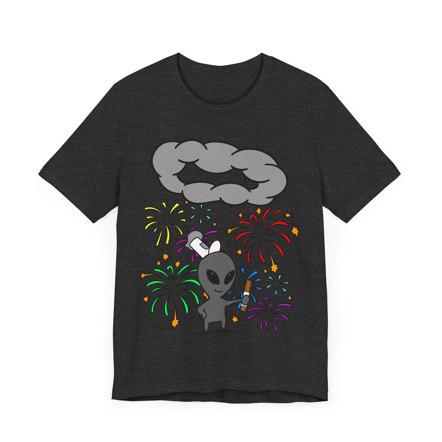 Alien Tourist T-Shirt in Dark Grey Heather, Front View - Cryptid Collection
