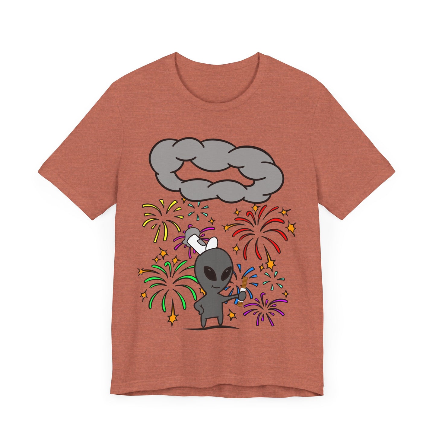 Alien Tourist T-Shirt in Heather Clay, Front View - Cryptid Collection