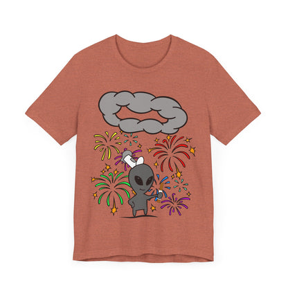 Alien Tourist T-Shirt in Heather Clay, Front View - Cryptid Collection