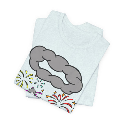 Alien Tourist T-Shirt in Heather Ice Blue, Folded View - Cryptid Collection