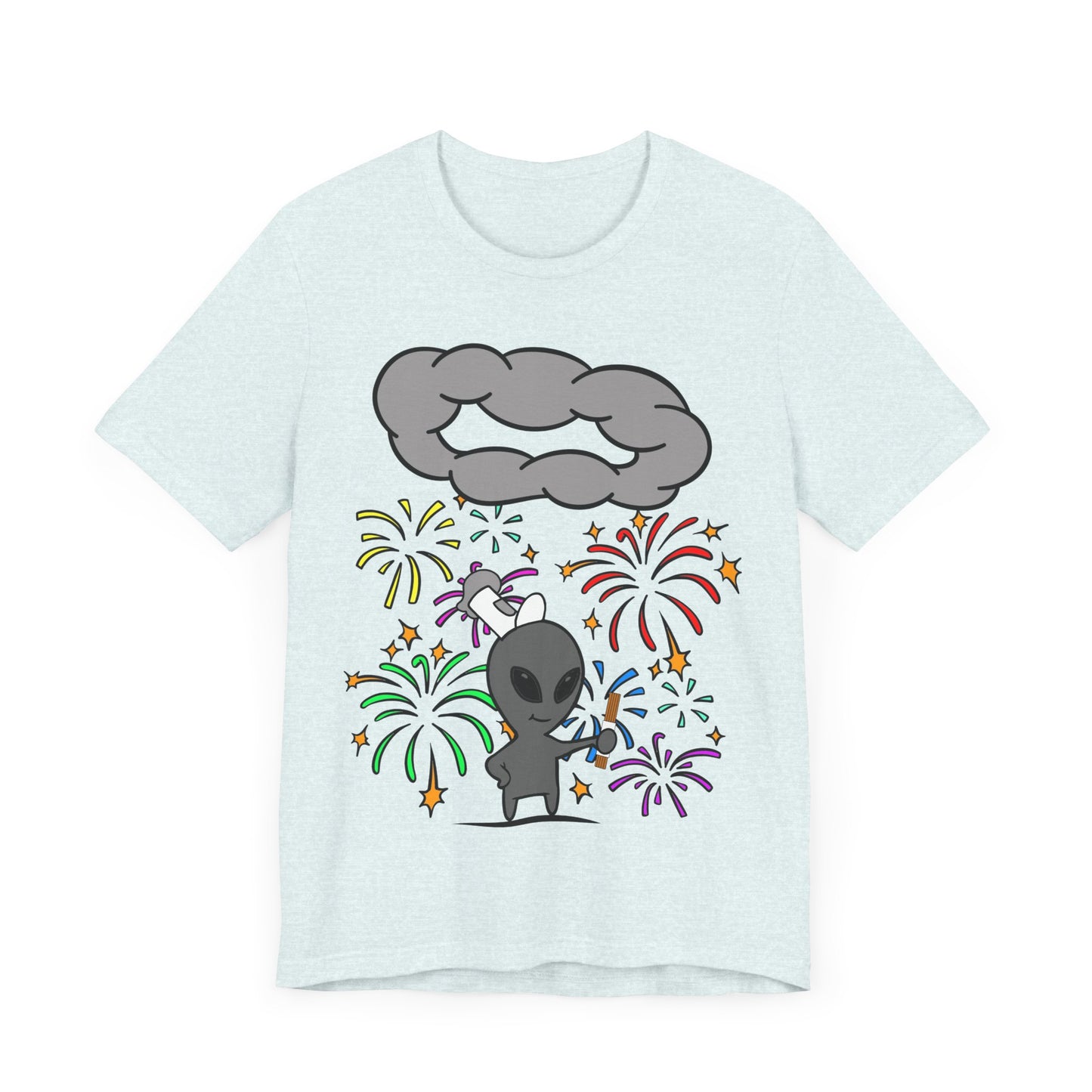 Alien Tourist T-Shirt in Heather Ice Blue, Front View - Cryptid Collection
