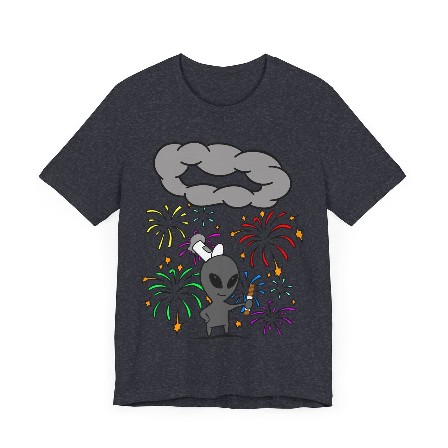 Alien Tourist T-Shirt in Heather Navy, Front View - Cryptid Collection