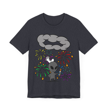Alien Tourist T-Shirt in Heather Navy, Front View - Cryptid Collection