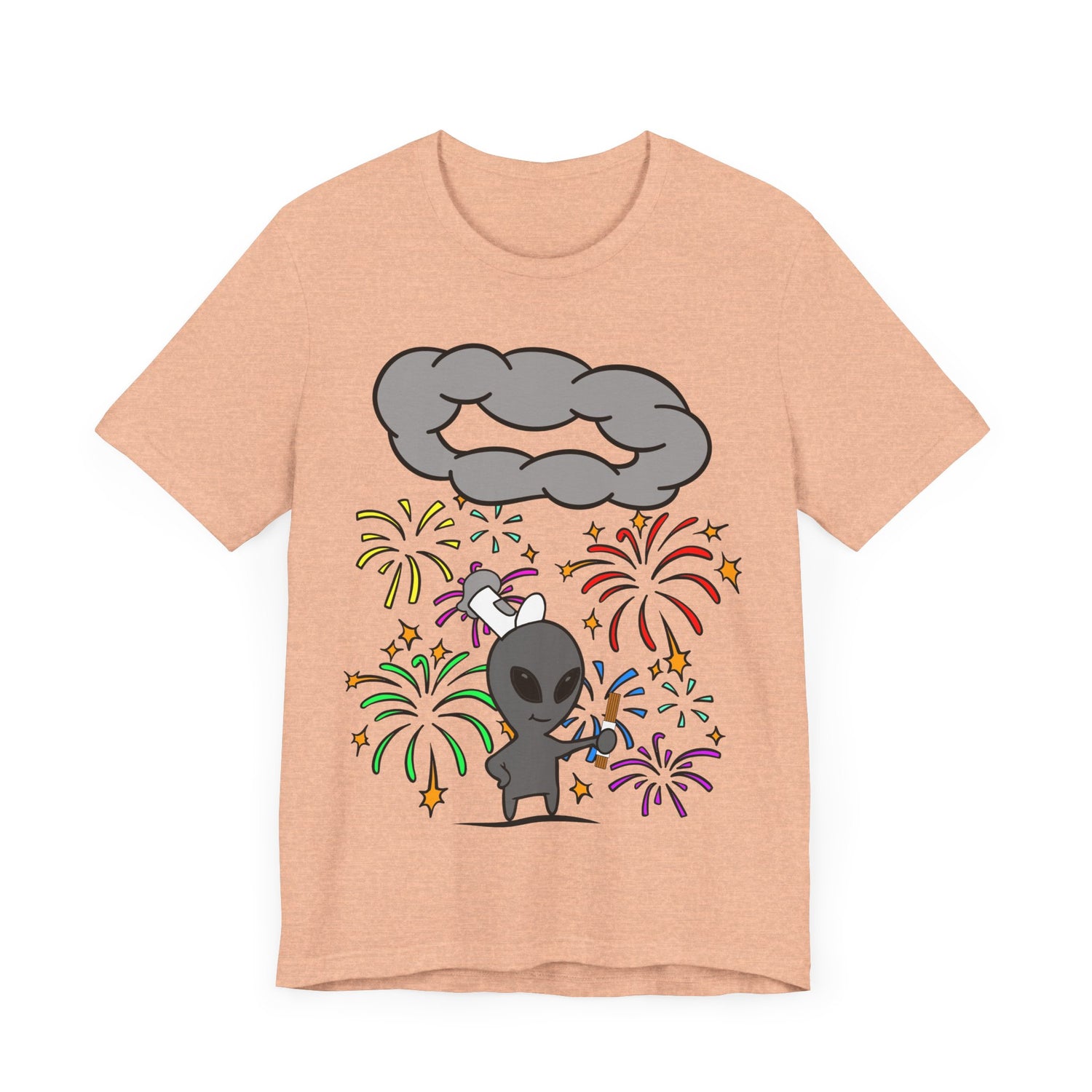 Alien Tourist T-Shirt in Heather Peach, Front View - Cryptid Collection