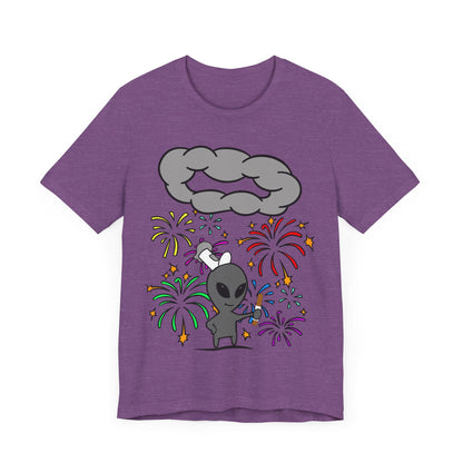 Alien Tourist T-Shirt in Heather Team Purple, Front View - Cryptid Collection