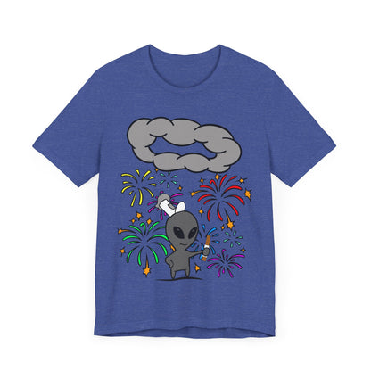 Alien Tourist T-Shirt in Heather True Royal, Front View - Cryptid Collection