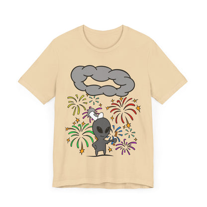 Alien Tourist T-Shirt in Soft Cream, Front View - Cryptid Collection