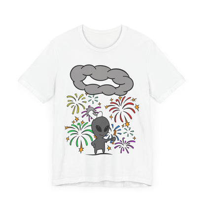 Alien Tourist T-Shirt in White, Front View - Cryptid Collection