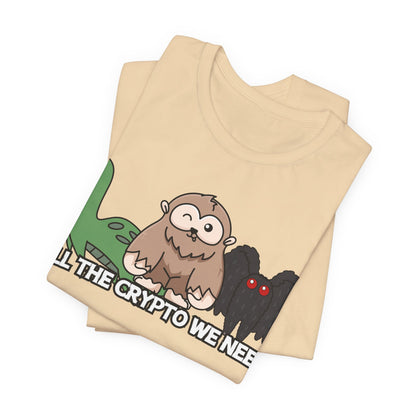 All the Crypto We Need T-Shirt in Soft Cream, Folded View - Cryptid Collection