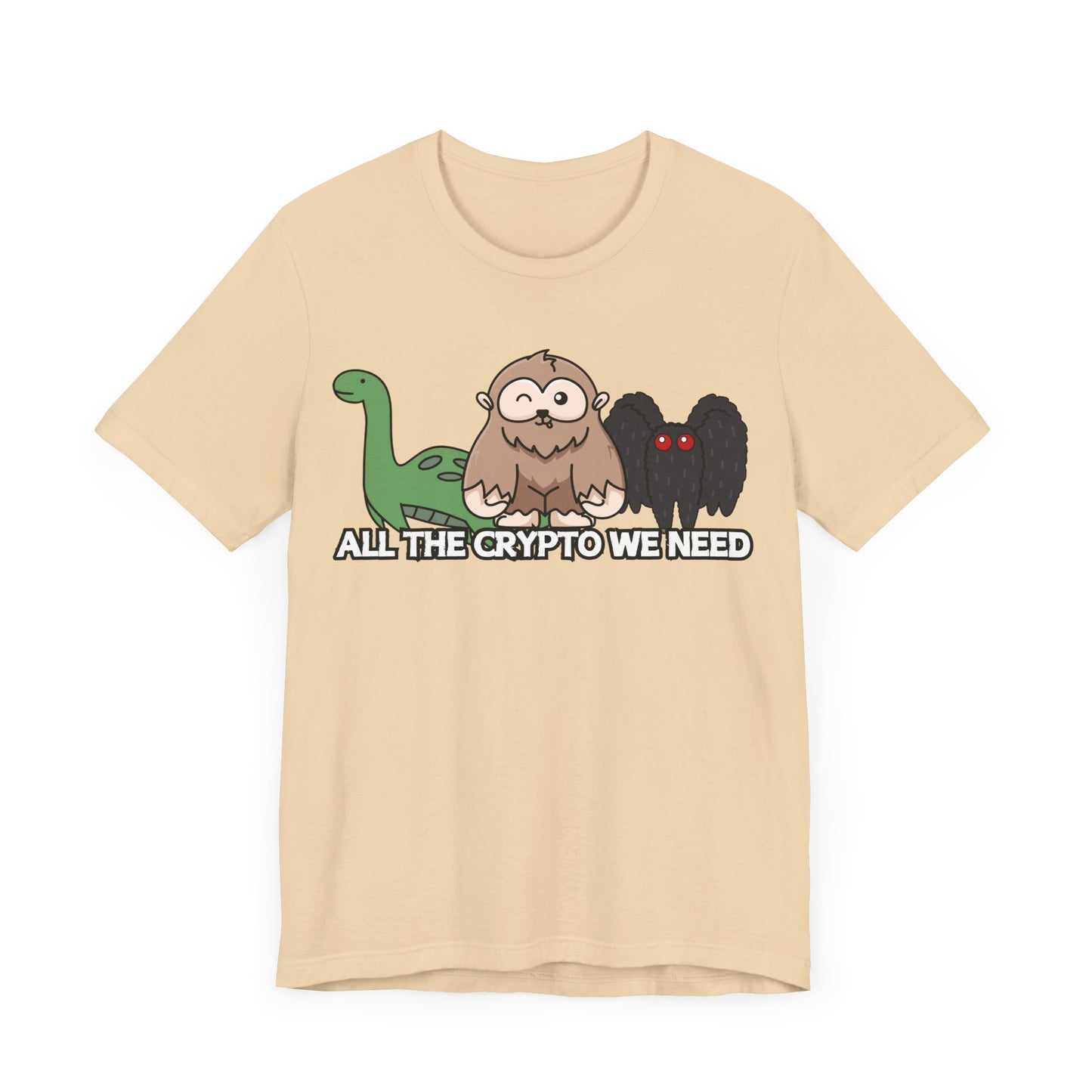 All the Crypto We Need T-Shirt in Soft Cream, Front View - Cryptid Collection