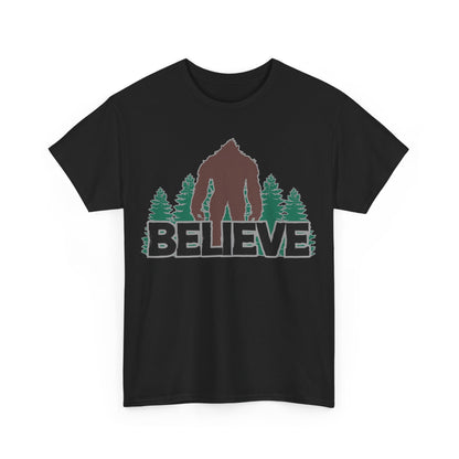 Believe T-Shirt in Black, Front View - Cryptid Collection