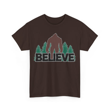 Believe T-Shirt in Dark Chocolate, Front View - Cryptid Collection