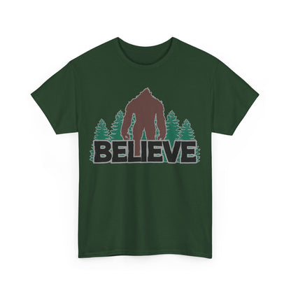 Believe T-Shirt in Forest Green, Front View - Cryptid Collection