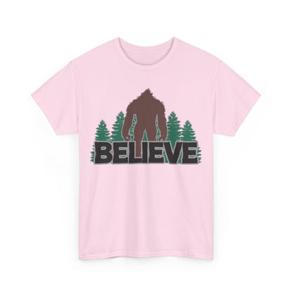 Believe T-Shirt in Light Pink, Front View - Cryptid Collection