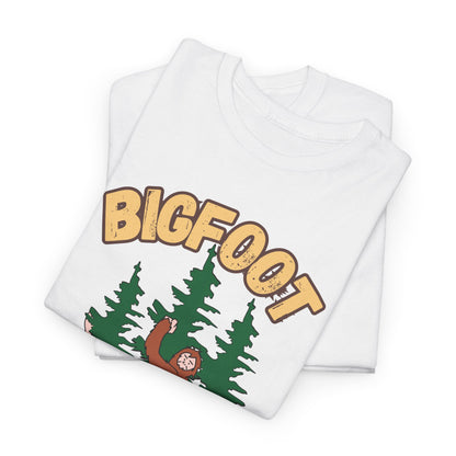 Bigfoot Hide and Seek Champ T-Shirt in White, Folded View - Cryptid Collection